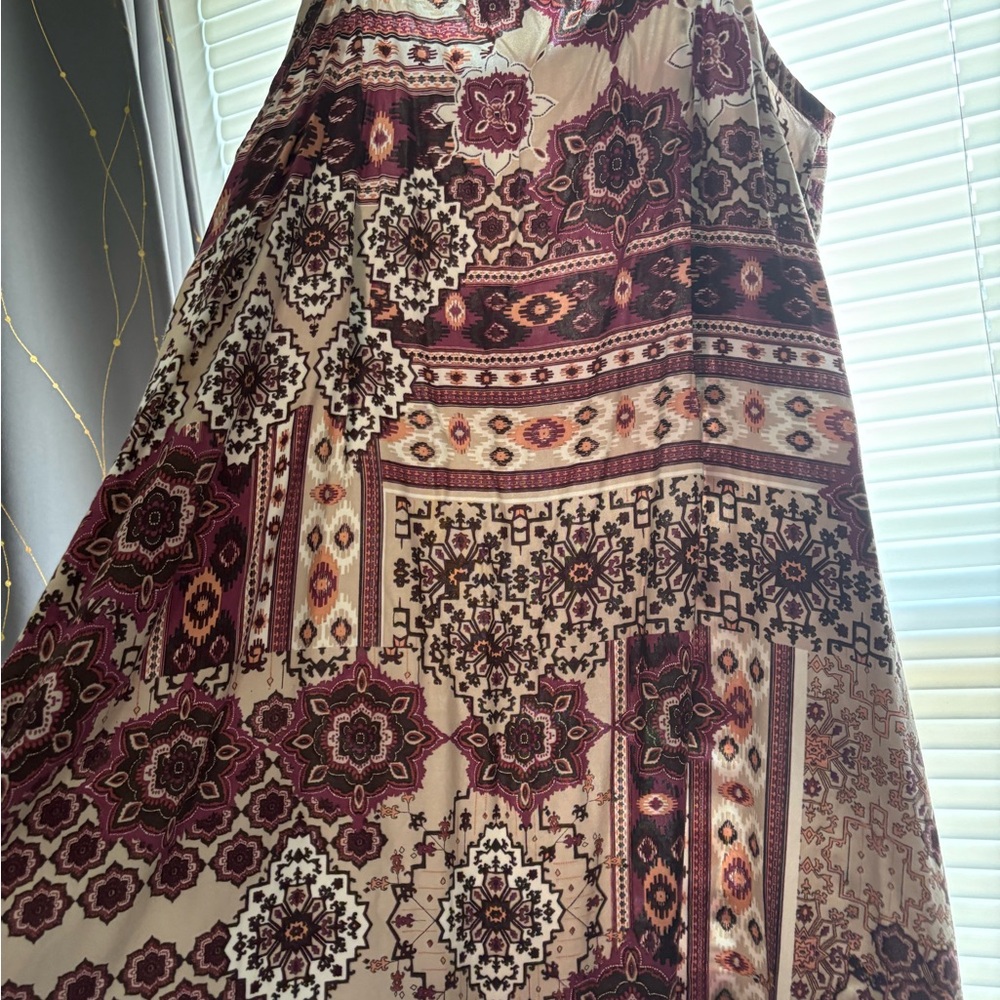 Shyanne Burgundy and Cream Midi Dress